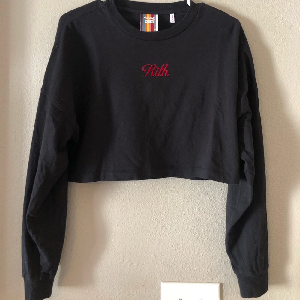 Kith x Coca-Cola Surf Club Cropped Long Sleeve T Shirt, Black size XS
